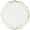 Party Deco Assiette Jetable - Dentelée - MARQUE Non Spécifiée - Blanc et Or - Set de 6 - Carton
