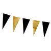 PartyDeco Generique - Guirlande de fanions en Carton Noires et dorées 13 x 215 cm