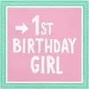 Lot de 20 serviettes en papier rose 1st Birthday Girl