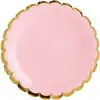 SKYLANTERN PartyDeco Lot de 6 grandes assiettes en carton rose avec bords dorés