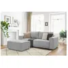 Canapé droit convertible coffre NIHAD velours côtelé avec pouf gris cl...