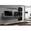 Meuble TV Mural Design "Switch IX" 310cm Gris & Noir
