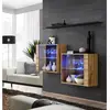Commode Switch SB III - AC-DÉCO - 1 porte - 2 vitrines LED - Bois et n...