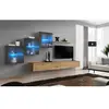 Paris Prix Meuble TV Mural Design "Switch XX" 330cm Naturel & Gris
