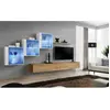 Meuble TV Mural Design "Switch XX" 330cm Naturel & Blanc