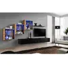 Meuble TV Mural Design "Switch XX" 330cm Noir & Naturel