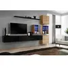 Ensemble mural - AC-DÉCO - Switch XIX - 4 vitrines - 2 bancs TV - Bois et noir
