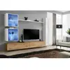 AC-DÉCO Meuble TV Mural Design "Switch XVIII" 280cm Naturel & Blanc