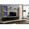 AC-DÉCO Meuble TV Mural Design "Switch XVIII" 280cm Noir & Naturel