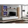 AC-DÉCO Meuble TV Mural Design "Switch XVIII" 280cm Blanc & Naturel