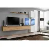Meuble TV Mural Design "Switch XIX" 310cm Naturel & Blanc