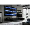 AC-DÉCO Ensemble Mural - Fly J - 3 Rangements Led - 2 Meubles Tv - 2 Étagères - Noir - Modèle 1
