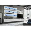 AC-DÉCO Ensemble Mural - Fly J - 3 Rangements Led - 2 Meubles Tv - 2 Étagères - Blanc - Modèle 1