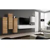 Meuble TV Mural Design "Switch III" 330cm Naturel & Blanc