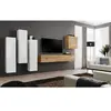AC-DÉCO Meuble TV Mural Design "Switch III" 330cm Blanc & Naturel