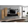Meuble TV Mural Design "Switch I" 330cm Naturel & Noir