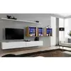 AC-DÉCO Meuble TV Mural Design "Switch XVII" 340cm Blanc & Naturel