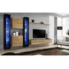 AC-DÉCO Meuble TV Mural Design "Switch XVI" 330cm Naturel & Noir