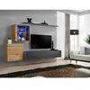 Paris Prix Meuble TV Mural Design "Switch XV" 260cm Gris & Naturel