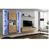 AC-DÉCO Meuble TV Mural Design "Switch XVI" 330cm Naturel & Blanc