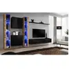 AC-DÉCO Meuble TV Mural Design "Switch XVI" 330cm Noir & Naturel
