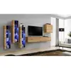 Ensemble mural - AC-DÉCO - Switch XIII - 3 vitrines LED - 1 banc TV - Bois