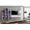 AC-DÉCO Meuble TV Mural Design "Switch XIII" 330cm Blanc & Naturel