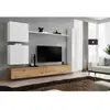AC-DÉCO Meuble TV Mural Design "Switch VIII" 280cm Blanc & Naturel