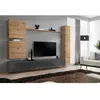 Meuble TV Mural Design "Switch VIII" 280cm Naturel & Gris