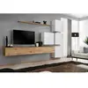 AC-DÉCO Meuble TV Mural Design "Switch IX" 310cm Naturel & Blanc