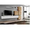 Paris Prix Meuble TV Mural Design "Switch IX" 310cm Blanc & Naturel