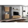 AC-DÉCO Meuble TV Mural Design "Switch VI" 330cm Gris & Naturel
