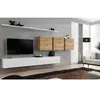 Paris Prix Meuble TV Mural Design "Switch VII" 340cm Blanc & Naturel