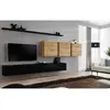 Meuble TV Mural Design "Switch VII" 340cm Noir & Naturel
