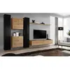 AC-DÉCO Meuble TV Mural Design "Switch VI" 330cm Noir & Naturel