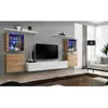 AC-DÉCO Meuble TV Mural Design "Switch XIV" 320cm Naturel & Blanc