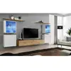 AC-DÉCO Meuble TV Mural Design "Switch XIV" 320cm Blanc & Naturel