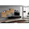Ensemble mural - AC-DÉCO - Switch X - 3 vitrines carrées - 2 bancs TV - Bois et noir