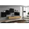 Meuble TV Mural Design "Switch X" 330cm Noir & Naturel