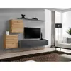 AC-DÉCO Meuble TV Mural Design "Switch V" 250cm Naturel & Gris