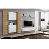 Paris Prix Meuble TV Mural Design "Switch VI" 330cm Naturel & Blanc