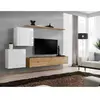 Meuble TV Mural Design "Switch V" 250cm Blanc & Naturel