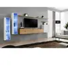 AC-DÉCO Meuble TV Mural Design "Switch XI" 330cm Blanc & Naturel