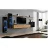 AC-DÉCO Meuble TV Mural Design "Switch XI" 330cm Noir & Naturel