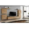 AC-DÉCO Ensemble Mural - Switch Iv - 1 Vitrine - 1 Banc Tv - 2 Étagères - Bois