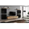 AC-DÉCO Meuble TV Mural Design "Switch IV" 320cm Noir & Naturel