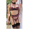 Chilirose Ensemble 4 Pièces Fleurs CR4607 Noir & Bordeaux