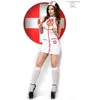 Chilirose Costume 4 Pièces Infirmière Sexy CR4430 Blanc & Rouge