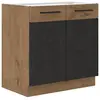 Cuisinier Meuble bas ROCK - Mélaminé - Chêne Lancelot et gris matera - L 80 x H82 cm