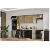 Cuisinier Cuisine Complete - Modena - 300 Cm - Chene Artisan Et Noir Mat